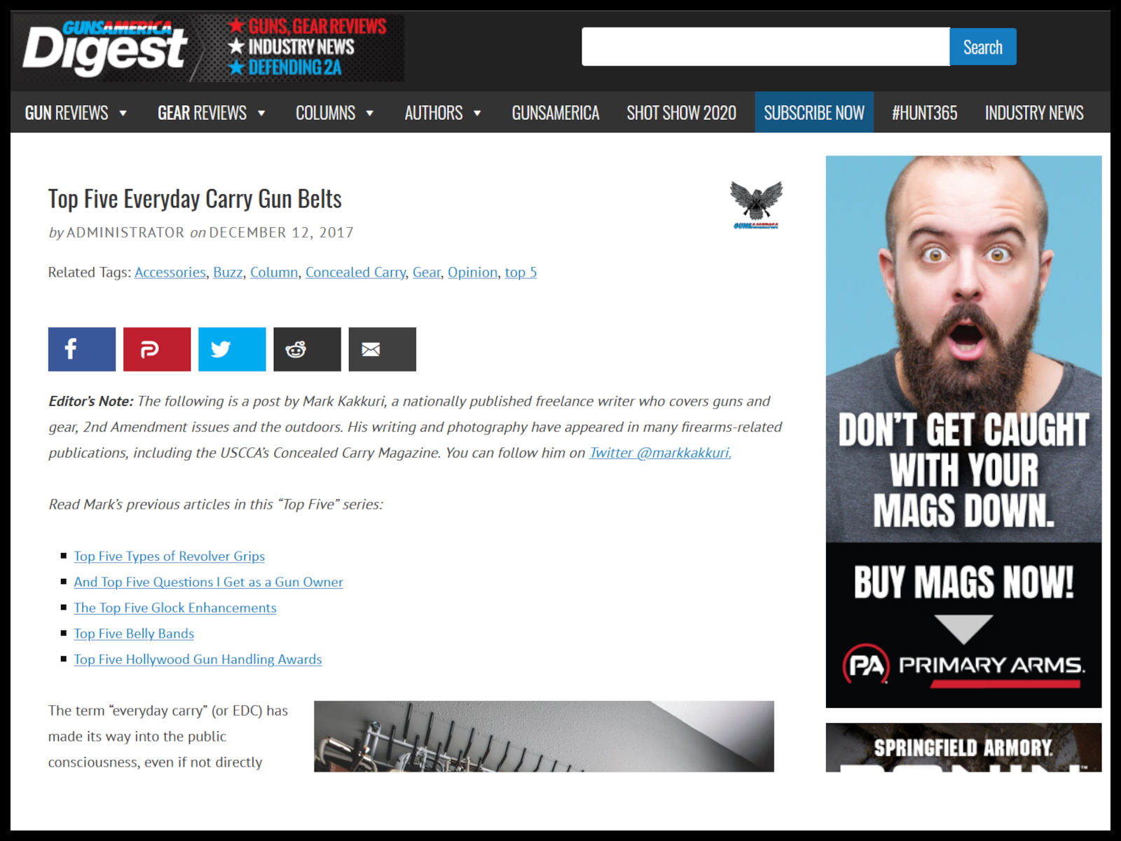 Top Five Everyday Carry Gun Belts - GunsAmerica News & Reviews