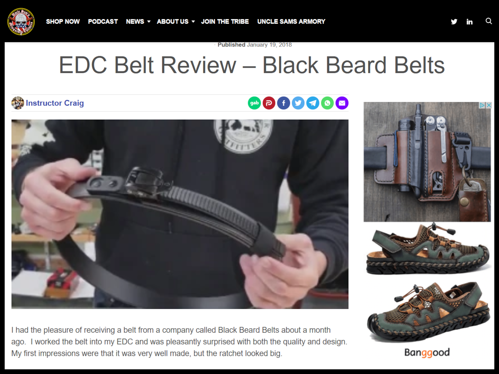 EDC BELT REVIEW – BLACK BEARD BELTS by Instructor Craig