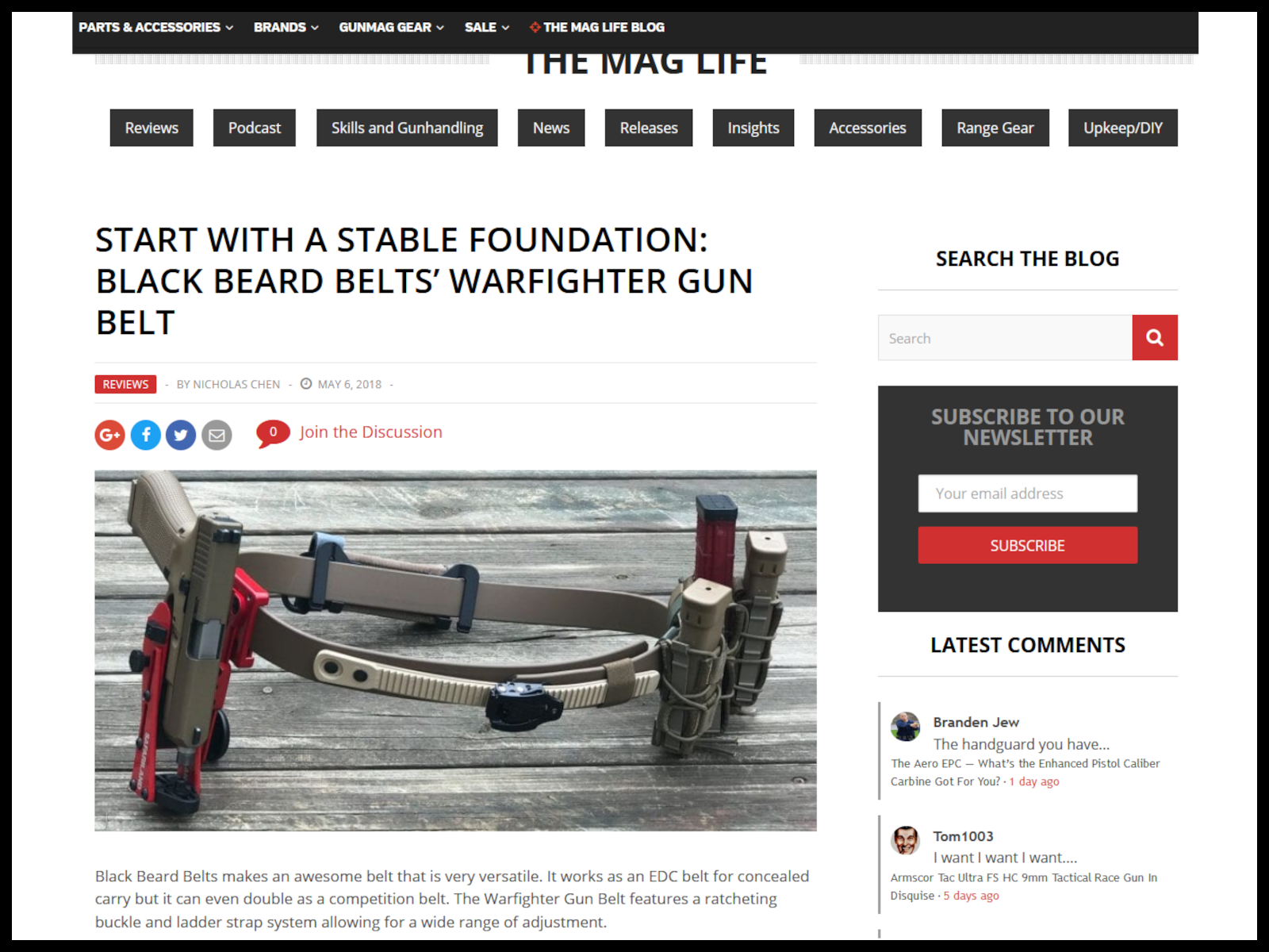 Start With a Stable Foundation: Black Beard Belts’ Warfighter Gun Belt