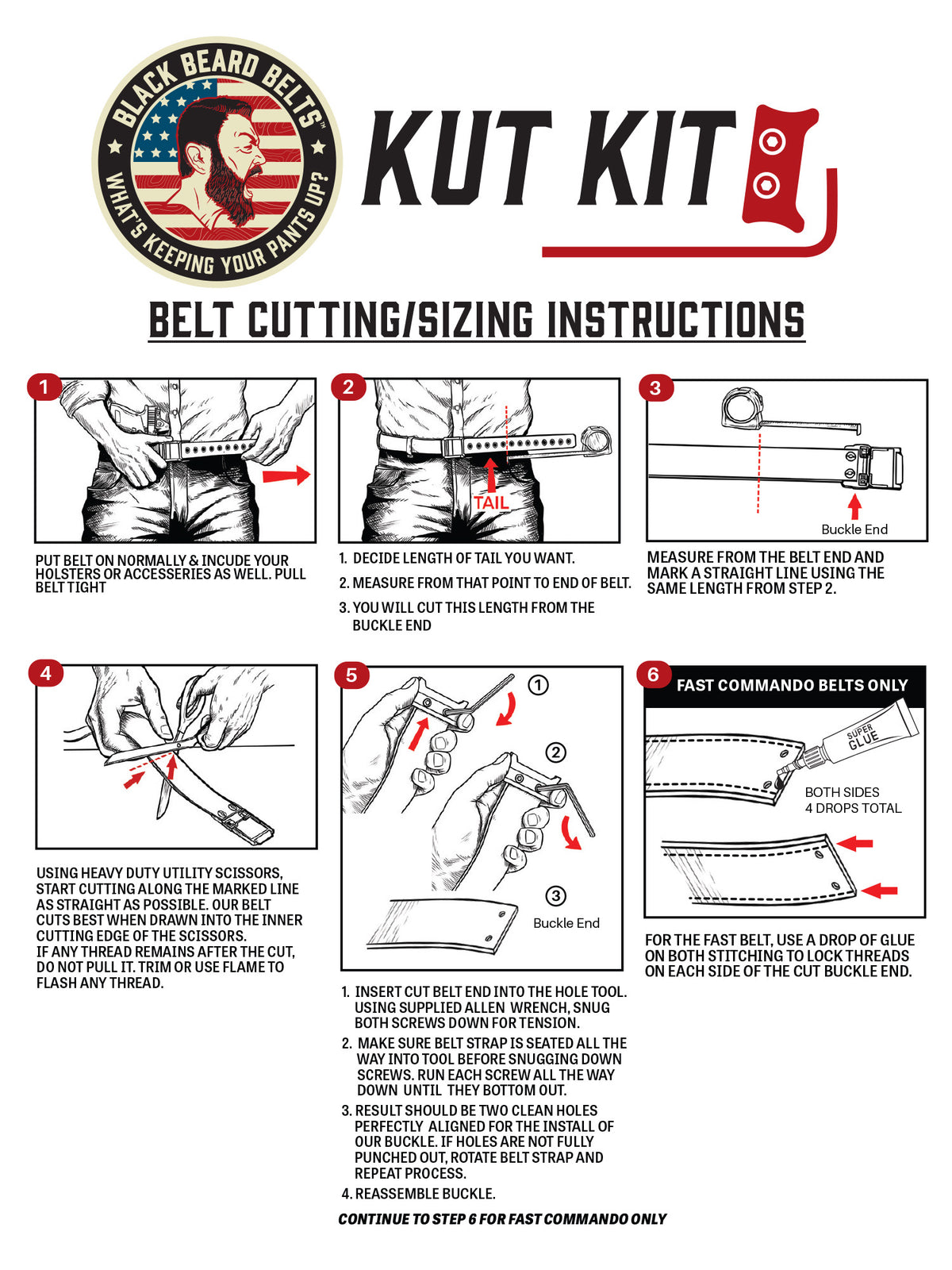 Ranger Gun Belt KUT KIT Sizing Instructions - One Size Fits All Guide